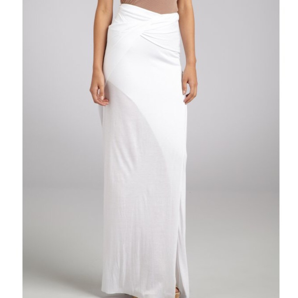 Helmet Lang Jersey Asymmetrical Maxi Skirt W/Slit